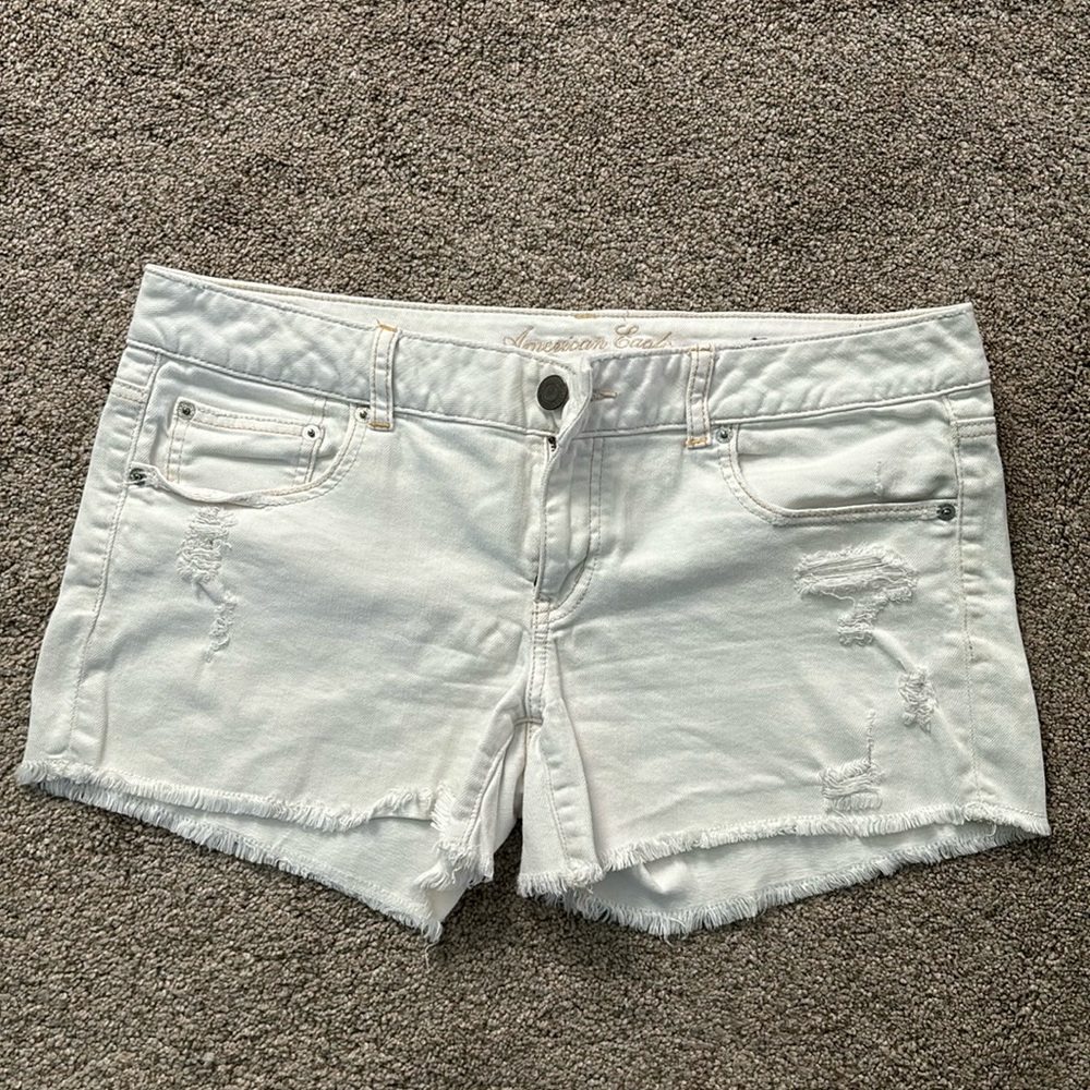 American Eagle White Denim Shorts stretch